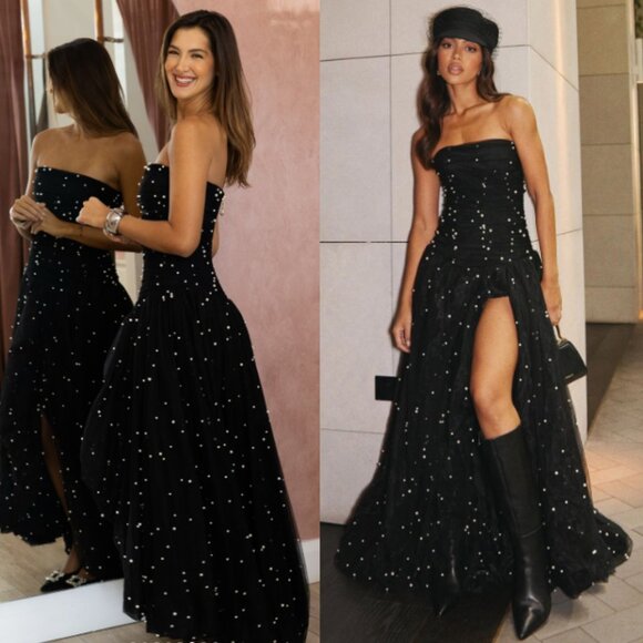 Aje Juniper Maxi Dress Black Pearl Strapless Size AU 10 - Picture 10 of 11